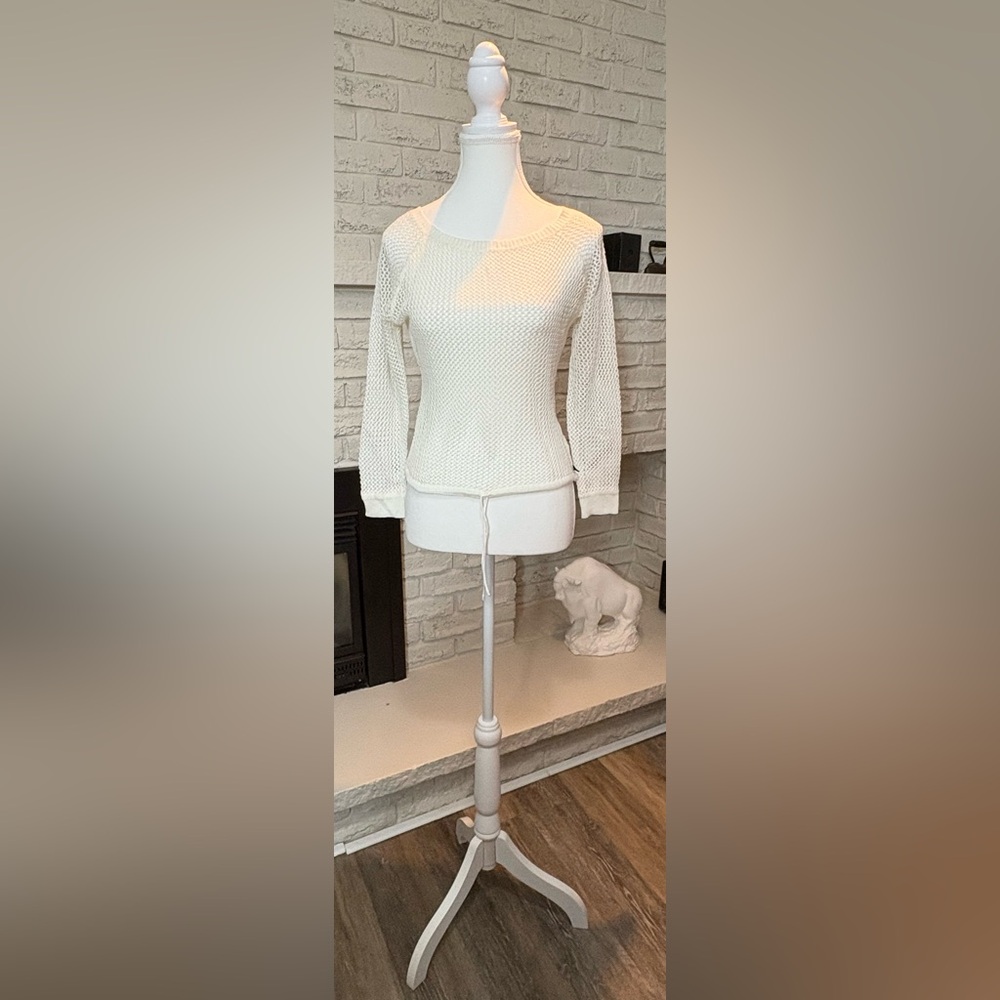 Nicki Minaj Collection Kmart Vintage White Open Knit Mesh Sweater M